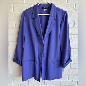 Sag Harbor Womens Purple Blazer 2-Button Front; Pockets Satin Slev Lining Sz 12